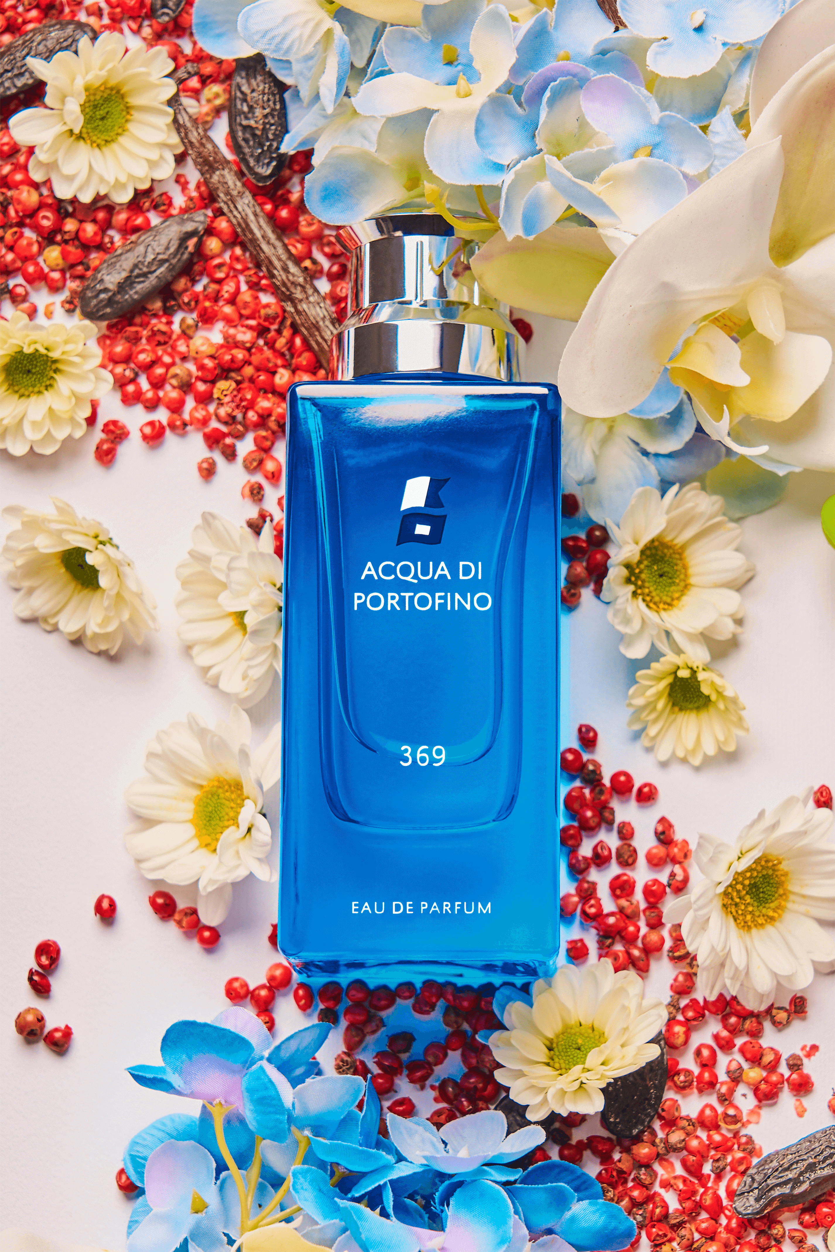 Acqua di Portofino 369 profumo - 369 Eau de Parfum - Profumo uomo/donna - elegante e raffinato - floreale e vibrante - Note di testa: orchidea, clementina, pepe rosa - Note di cuore: camomilla blu, accordo poudrée, gelsomino - Note di fondo: vaniglia, mus